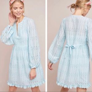 Gorgeous Light Blue Anthropologie Eyelit Babydoll Dress
